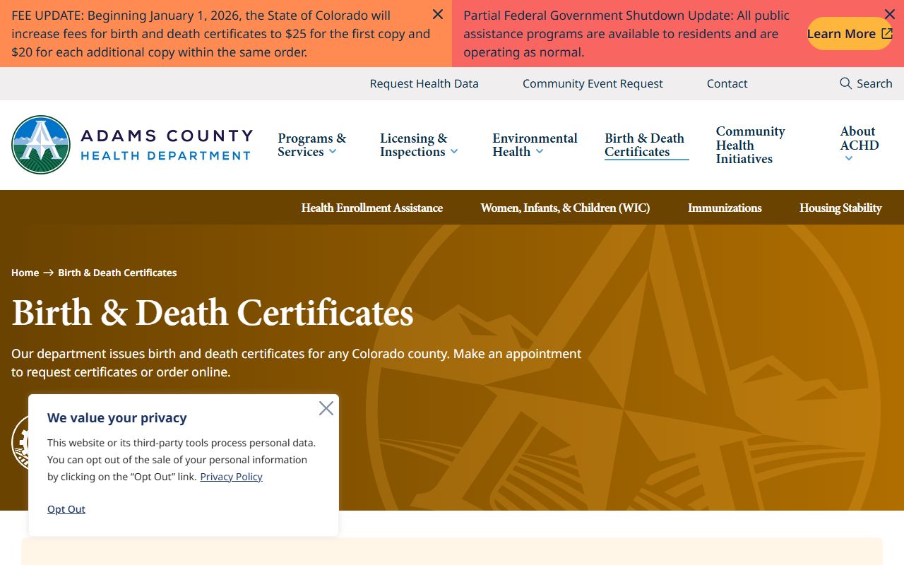 Adams County obituary records