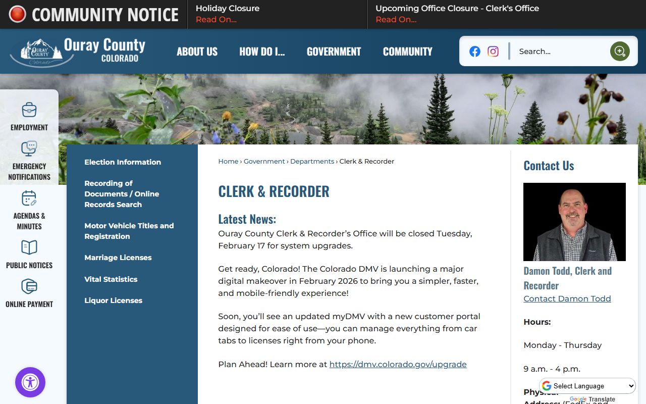 Ouray County obituary records