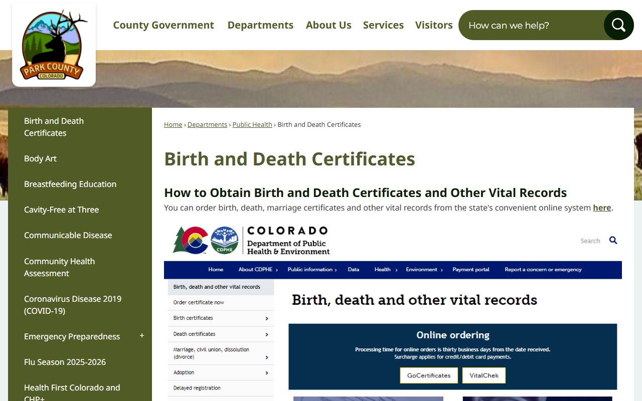 Park County obituary records